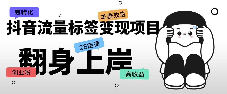 抖音流量标签变现项目 创业粉轻松转化单价高收益简单-爱学资源网