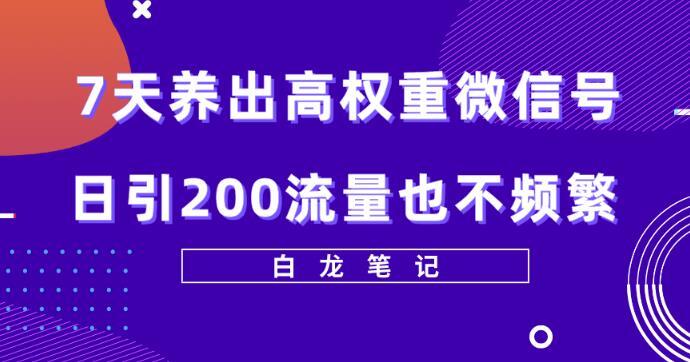 白龙笔记·7天养出高权重微信号 日引200好友也不频繁价值3680元-爱学资源网