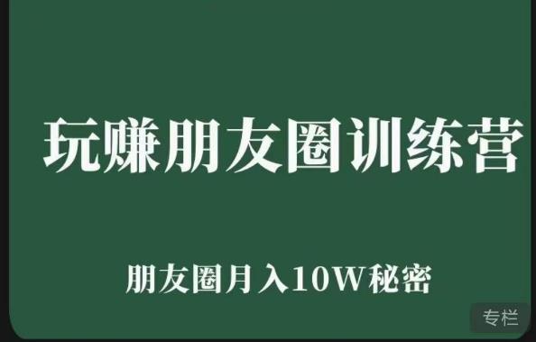 玩赚朋友圈训练营，朋友圈月入10W秘密-爱学资源网