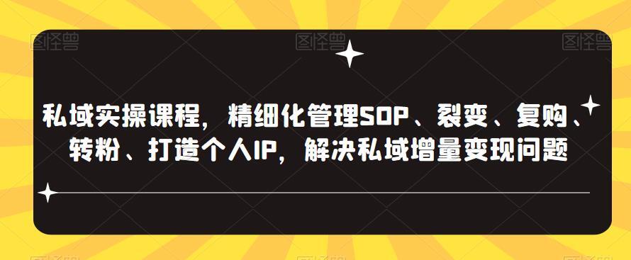 私域实操课程 精细化管理SOP 解决私域增量变现问题-爱学资源网