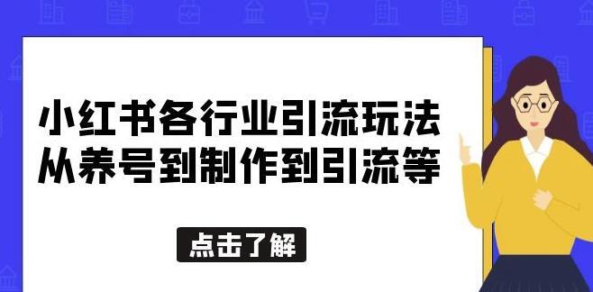 小红书各行业引流玩法 从养号到制作到引流等-爱学资源网