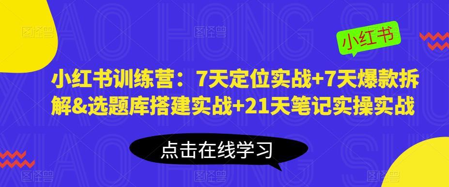 小红书训练营 7天定位实战爆款拆解&选题库搭建实战-爱学资源网