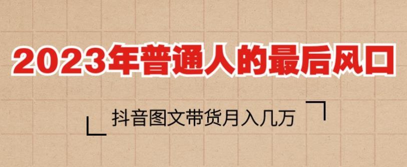 2023年普通人的最后风口 抖音图文带货月入几万-爱学资源网