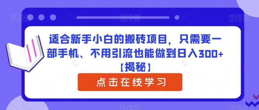 适合新手小白的搬砖项目 不用引流也能做到日入300+-爱学资源网