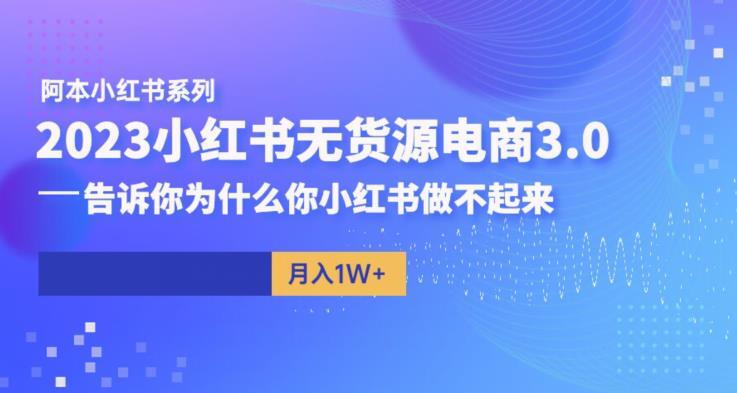 阿本小红书无货源电商3.0 告诉你为什么你小红书做不起来-爱学资源网